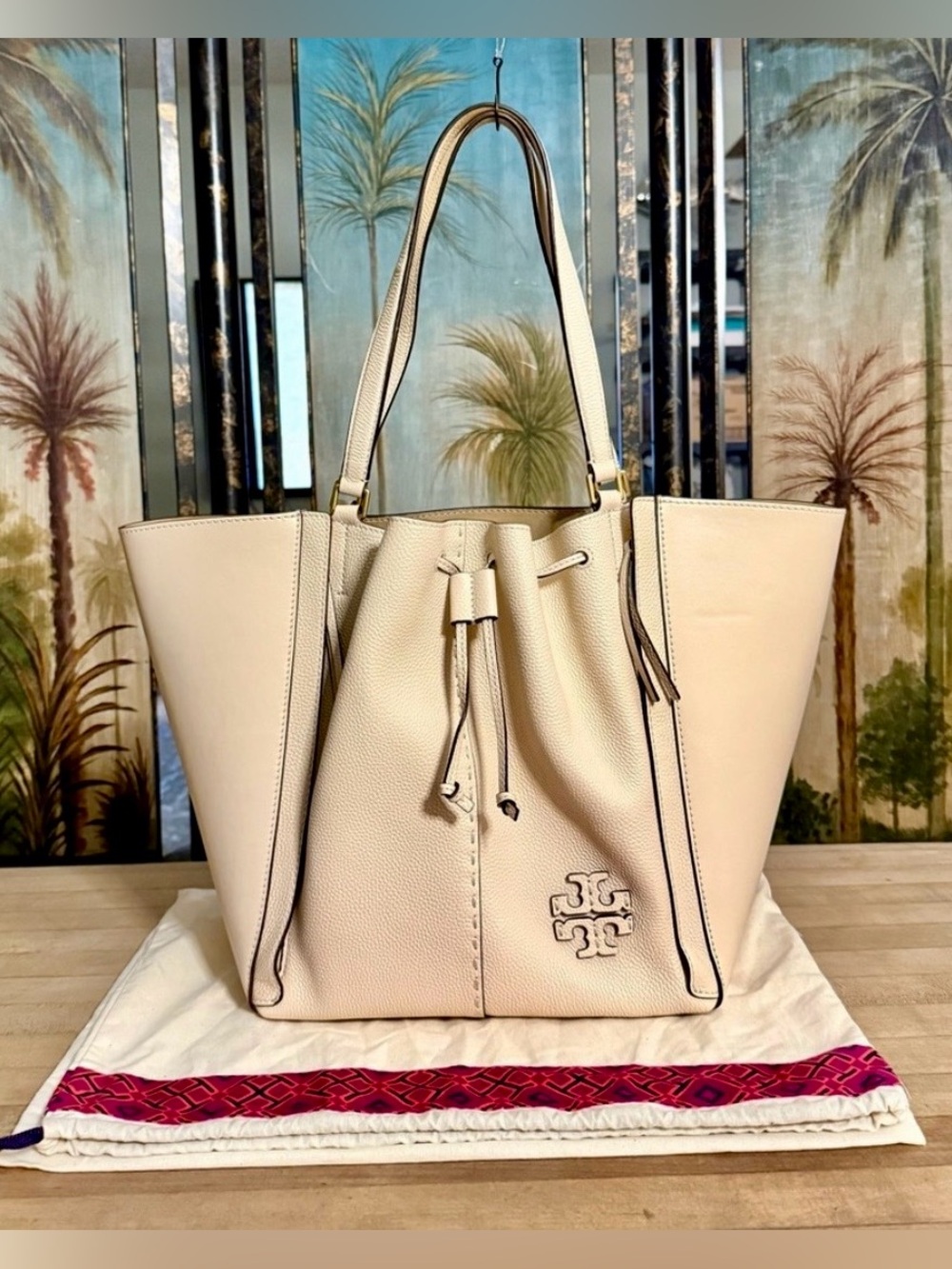 Tory Burch Cream McGraw Dragonfly Tote Bag NO DUST BAG
